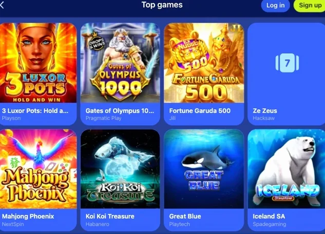 Game card with a demo button for testing a slot