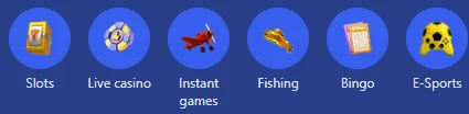 Phone view of the casino quick navigation shortcuts