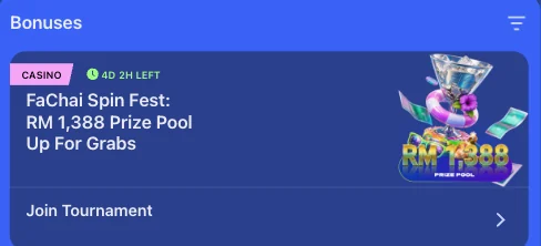 Promotions list with sports and live casino match cards