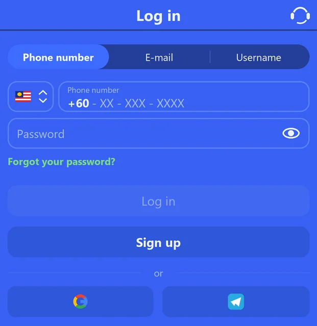 Sign-in form with username and password fields on the official site